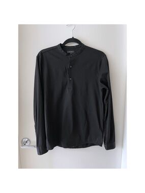 COS mens jersey mandarin collar long sleeve shirt in black